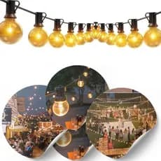 Varal De Luzes Festao 20 Mts Lampadas para área externa Festão Gambiarra+ lãmpada inclusas leitoso ou incandescente