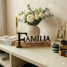 Decoração Rack Sala Mdf Enfeite Família