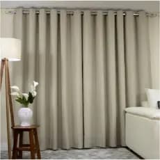 1 Cortina Trilho Suisso Blackout com Gaze de Linho 4,00 x 2,70 e 1 Cortina Trilho Suisso Blackout com Gaze de Linho 3,00 x 2,70