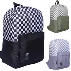 Mochila Escolar Trabalho Passeio Viagem Masculino Xadrez Juvenil Adulto Executivo de costas