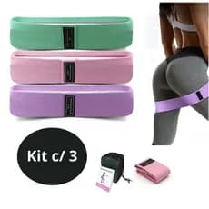 Kit 3 Faixa Elastica de Resistencia para Treino Academia Yoga Fisioterapia Forca