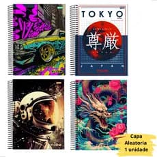 Caderno universitario de 10 Materias 160 folhas Capa Dura Espiral Masculino Menino Escolar