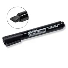 Marcador Permanente Ponta Grossa Caneta Chanfrado Preta Lettering Brasfort