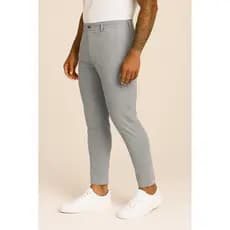 calça alfaiataria bengaline masculina cinza claro