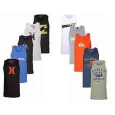 Kit 5 Regata masculinas algodão fio 30.1 premium estampadas
