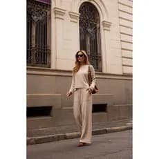Conjunto De Frio Feminino Blusa Manga Longa E Calça Trico Tricot Croche