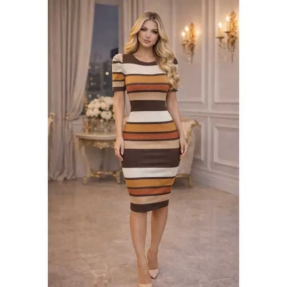 Vestido Feminino Trico Modal Midi Tubinho Vestido Evangélico