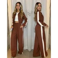 Conjunto Feminino Jaqueta E Calça Pantalona Feminina Lançamento Outono Inverno