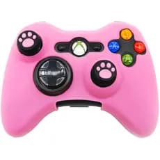 Capa De Silicone Controle Xbox 360 & Grips Rosa Pink