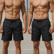 KIT 2 Shorts Bermudas Liso Lisa Masculino Tactel elastano Básico Academia Treino Praia com 2 bolsos