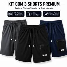 Kit 3 Bermuda Short Cargo Last Sport Bolso com Ziper