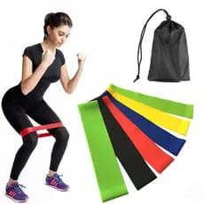 5 Bands Faixa Elástica Resistência Mini Band Treino Yoga Pilates Academia Fisioterapia Musculação