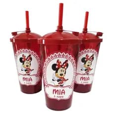 Copo com Canudo e Tampa Personalizado Minnie