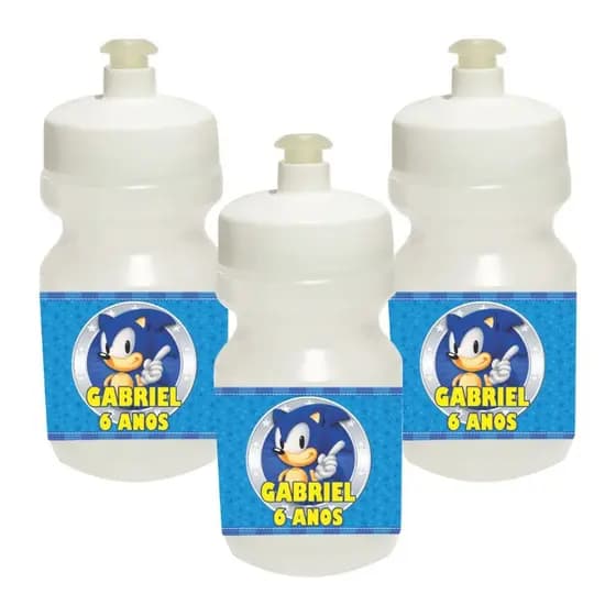 10 Squeeze Garrafinha Personalizada Lembrancinha Sonic 450 Ml
