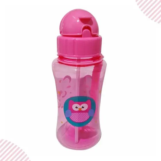 Garrafa Infantil Canudo Retrátil de Silicone 400 ml Coruja