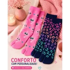 Meia Feminina Estilo Chinelo Puket Cano Longo Estilo Macia Confortável