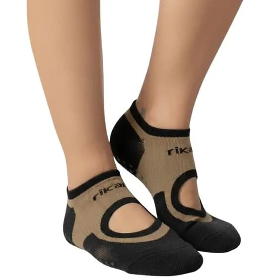 1 Par de Meia Soquete Invisível Rikam Original Malha Fina Feminina Sapatilha Antiderrapante Algodão Pilates