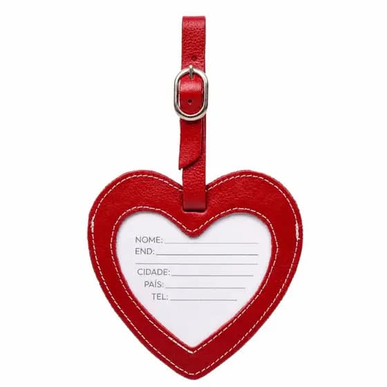 Tag Identificadora Coração em Couro Artlux ID007