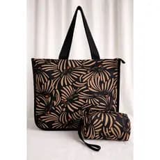 Kit Sacola + Necessaire Estojo Maquiagem Estampado Sacola Praia Verão Envio Imediato