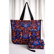 Kit Sacola + Necessaire Estojo Maquiagem Estampado Bolsa Praia Verão Envio Imediato