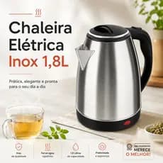 FIX/STARTOOLS Chaleira Jarra Elétrica 110V ou 220V 1.8 Litros 1000W Inox Prateada