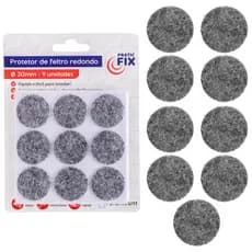Protetor Feltro Adesivo Redondo 30mm 9 Unidades Proteção Preservação dos Moveis Piso Fixação Fita dupla-face Contra Impactos Pés de móveis Cadeiras