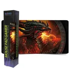 Mouse Pad Gamer Extra Grande Antiderrapante Dragão de Fogo 70 x 35cm