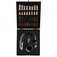 Kit Para Vinhos 4 Peças Com Xadrez
