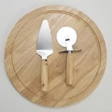 Kit Pizza 3 Peças com Tábua, Espátula e Cortador