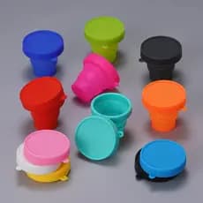 Copo Dobrável Retrátil Silicone Com Tampa