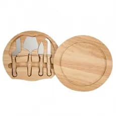 Kit Queijo com 5 Peças em Inox com Tabua