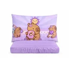 kit Jogo de Lençol Capivara  Infantil Juvenil com fronha Personalizada Estampada em todos os Tamanhos