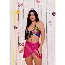 Top Sereia Fantasia Carnaval Saia de Paete