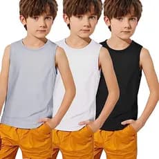 3 Camisa Regata Infantil Até 16 Anos Camiseta 100% Algodão Básica Casual.