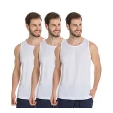 Kit 3 Camisas Regata Branca Proteção 100% Poliéster Sublimação