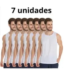 Kit 7 Camisas Regata Branca Proteção 100% Camiseta Poliéster Sublimação Com 7 unidades