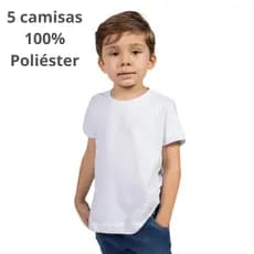 Kit 5 Camisetas Infantil Brancas Camisa 100% Poliéster Sublimação
