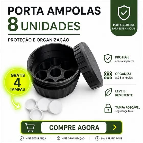 🔥Porta Ampolas 8 Unidades – Organização, Proteção e Praticidade🔥Peptídeo Vial TG Lipoless Tirzec Tirzedral Ghk Insulina