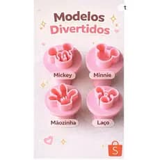 Carimbo de Brigadeiro 3D Kit 4 Peças Personagens Desenho Cookie Molde Infantil Confeitaria