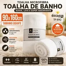 Toalha De Banho Premium Goldsun 90x160 Hotel Pousada Praia Piscina Sauna Academia Super Absorvente Macia Branca TP-89Q
