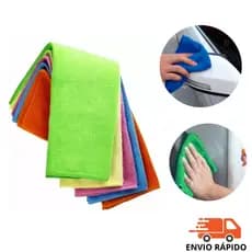 Kit Com 5 pano microfibra não solta fiapos anti riscos 100 % microfibra, Pano Microfibra Limpeza Geral – Kit Com 5 Peças
