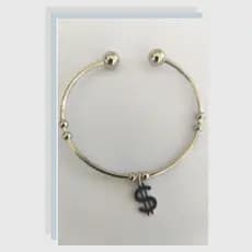 Bracelete Aço Inox com pingente de Cifrão