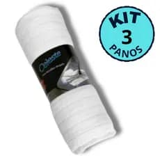 Pano Alvejado Branco Microfibra 50x80cm kit com 3 unidades