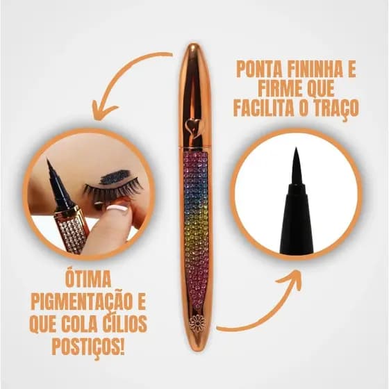 Caneta Magnética Que Cola Cílios e Faz Delineado Aplicação Cilios Postiços A Prova Da agua