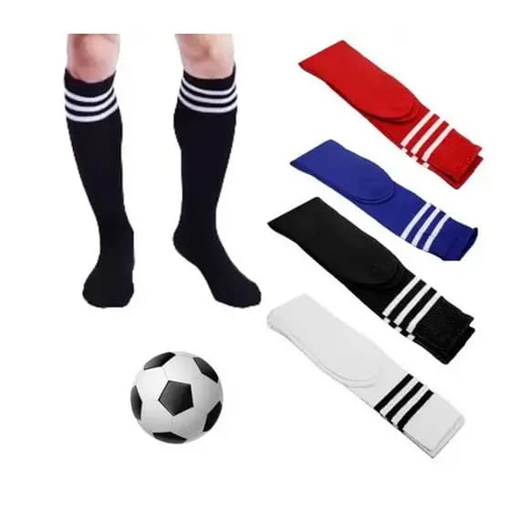 1 Par de Meião de Futebol Cano Alto Listras Meia Jogador Adulto Veste do 37 ao 46