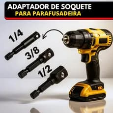 Jogo 3 Peças Adaptador Soquete Para Parafusadeira 1/4" 3/8" 1/2" Aço