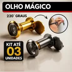 Olho Magico Porta 220° Graus Cromado ou Dourado Kit Até 03 Unidades 35-50 mm