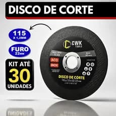 Kit Disco de Corte Pequeno e Fino em Aço Inox 4.1/2" x 115x22x1,0mm Para Lixadeira Esmerilhadeira