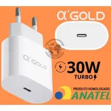 Fonte Carregador PD USB C 30W Turbo Anatel Rápido Original AGOLD Tomada Android Iphone CA31-4