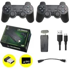 Videogame Stick 4K 64gb 2 Controles Sem Fio Console Portatil Jogos Retro Antigo (caixa verde )